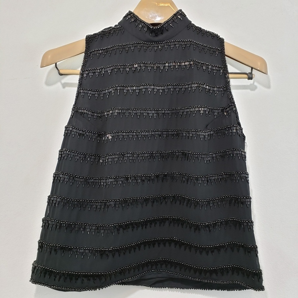 VTG Reggio Beaded Cocktail Top High Quality Black
